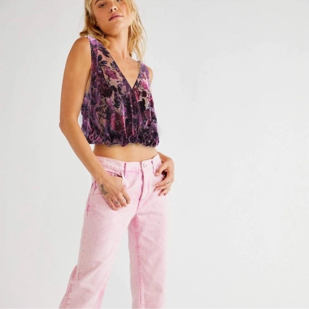 Free People Tied To You Floral Velvet Tank size S - Picture 2 of 2